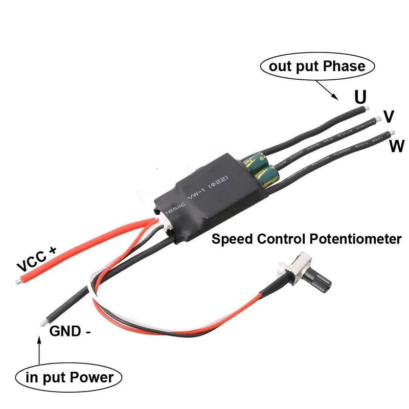 DC 7-24V 200W BLDC 3-Phase Brushless Motor Driver Hallless DC Motor Drive Board Speed Controller Module With Potentiometer