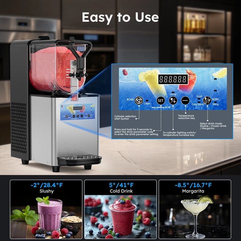 3/6L Commercial Slushie Machine Slush Maker Frozen Drink Maker Dispenser Ice-Cool Juice Smoothie Granita Vending Machine 110V