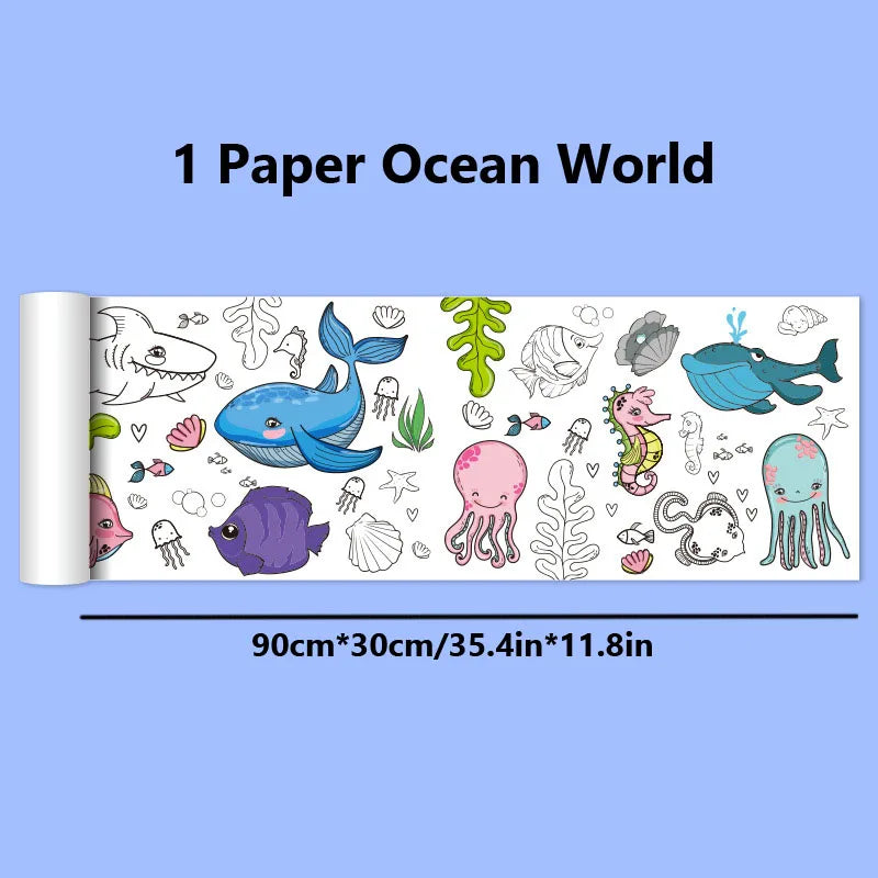 90cm Animal Canvas Children's Drawing Roll DIY Coloring Paper Roll Color Filling Graffiti Paper-cut Painting Educational School