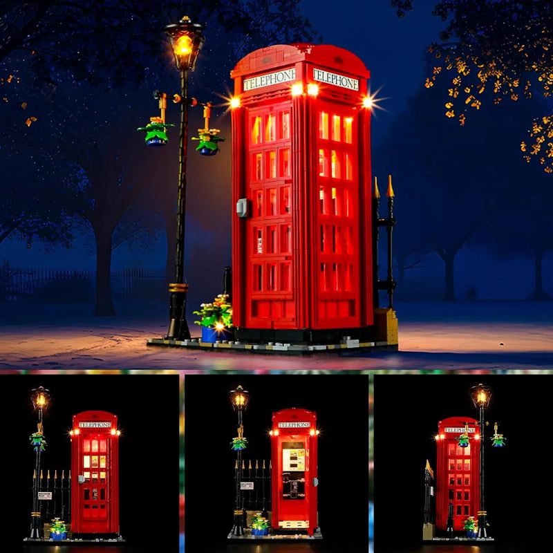 Hprosper LED Light For Lego 21347 Red London Telephone Box Decorative Lamp With Battery Box (Not Include Lego Building Blocks)