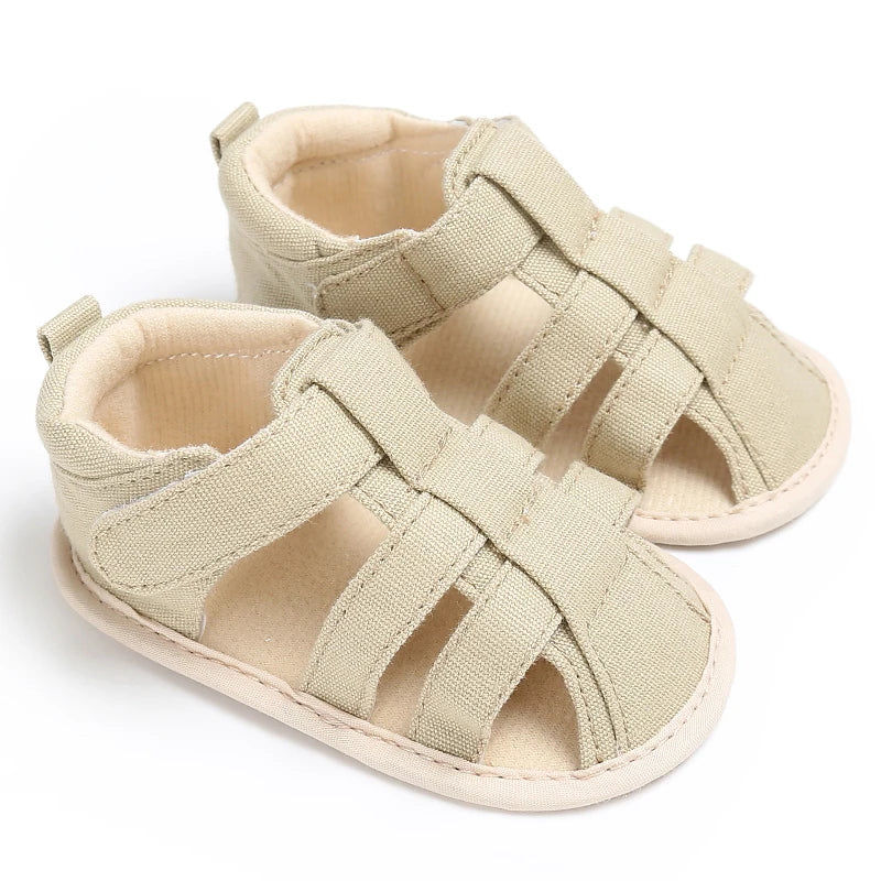 Summer Newborn Baby Fashion Soft Crib Shoes First Walker Anti Slip Sandals Shoes Boy Girl  Prewalker Canvas Casual Shoes 0-18M