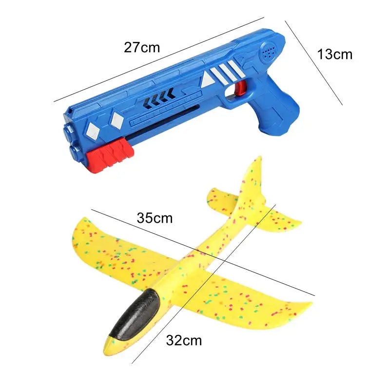 Kids Toys Catapult Plane Gun-style Launching Aircraft Gunner Throwing Aircraft Toys for Boys Birthday Christmas Gifts