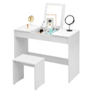 WOLTU 1SET White Dressing Table with Makeup Mirror Stool Foldable Vanity High Gloss Table Top Cosmetic Dresser Set for Bedroom