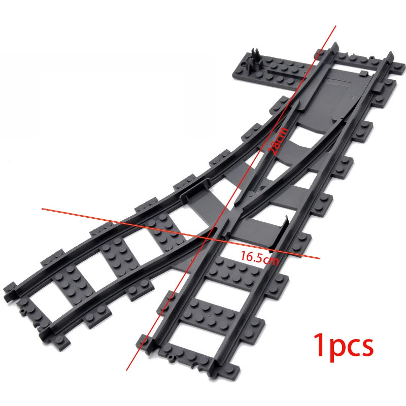 City Train Station Platform Traffic Light Cave Flyover Tracks Straight Curved Rails Building Block Bricks Technican Creative Toy