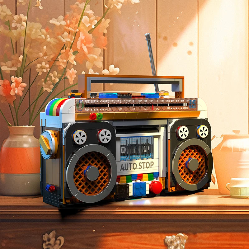 City Mini Retro Household Appliances Model Building Blocks Television Refrigerator Radio MOC Toy Bricks Children Birthday Gift
