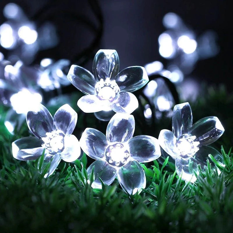 Led Cherry Blossom String Lights Battery Powered Flower Blossom Garland Fairy Lights Waterproof Outdoor Christmas Holiday Lights