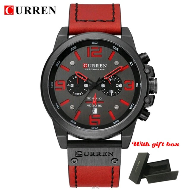 CURREN Top Luxury Brand Men&#39;s Military Waterproof Leather Sport Quartz Watches Chronograph Date Fashion Casual Men&#39;s Clock 8314