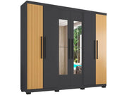 The Braga Line | Six-Door Couple Wardrobe with Four Mirrors and Internal Drawers