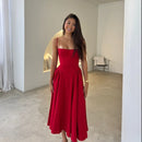 Mingmingxi Women Sleeveless Summer Dress 2025 New Arrivals Elegant Party Dresses Midi Spaghetti Strap Red Birthday Dress
