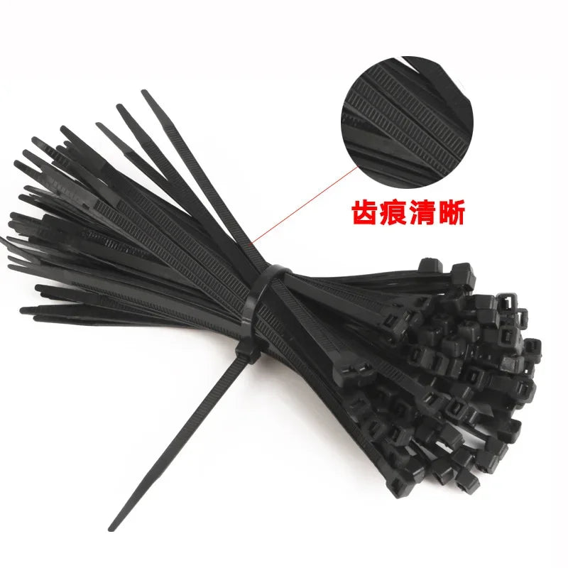 Self-locking Plastic Nylon Tie 100 PCS Black 5X300cable Tie Fastening Ring3X200 Cable Tie Zip Wraps Strap  Nylon Cable  Set