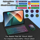 Keyboard Case For Xiaomi Redmi Pad SE 2023 11 inch Spanish Russian Portuguese Backlit keyboard cover funda for Mi Pad 6 Pro 11"