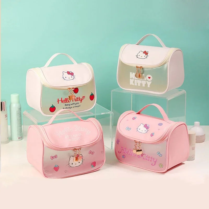 Hello Kitty Cute Cosmetic Bags Sanrio Storage Box Kawaii Toiletry Pouch Make Up Case Lipstick Bag Makeup Purse Organizer Zipper