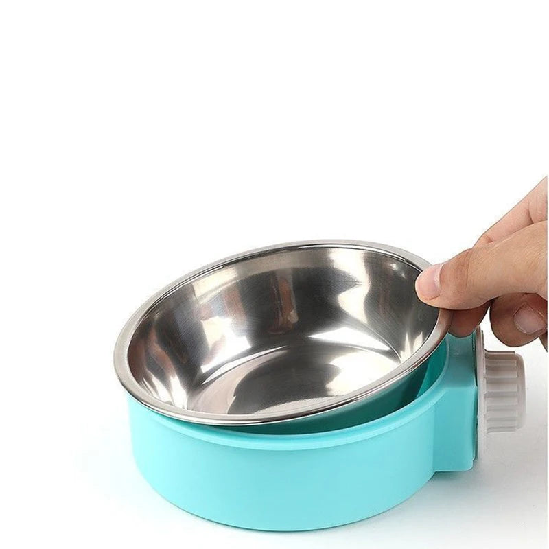 Crate Dog Bowl Removable Stainless Steel Pet Kennel Cage Hanging Food Bowls & Water Feeder for Puppy, Cat, Rabbit ,Small Animals