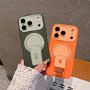 For iPhone 17 Pro Max 16 Luxury Magsafe Magnetic Holder Stand Matte Phone Case For iPhone 15 14 Plus 13 Lens Protective Cover