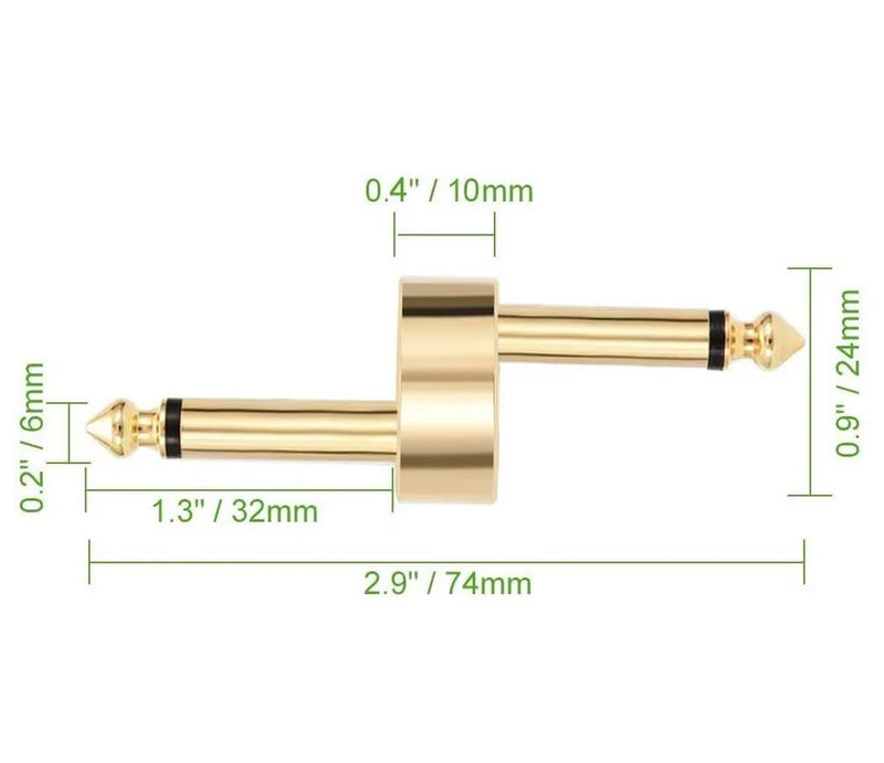 Rowin Guitar Pedal Connector Pedal Couplers Straight Type 4 Pcs TS Copper Male Connector for Effect Pedals