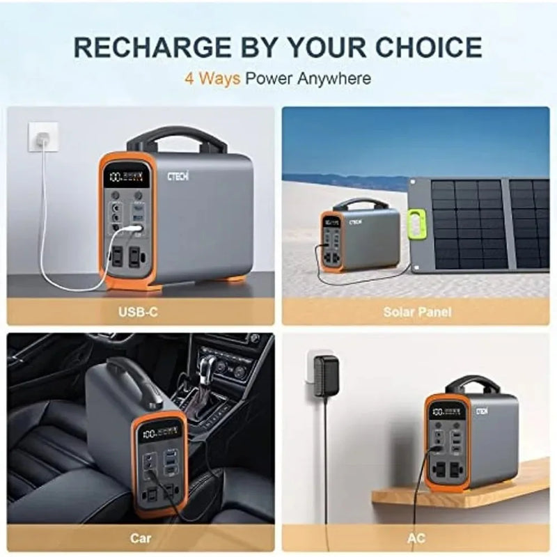 Portable Power Station, 240Wh Lifepo4 Generators for Home Use, 240W Emergency Power Supply, 75000mAh Outdoor Solar Generator for