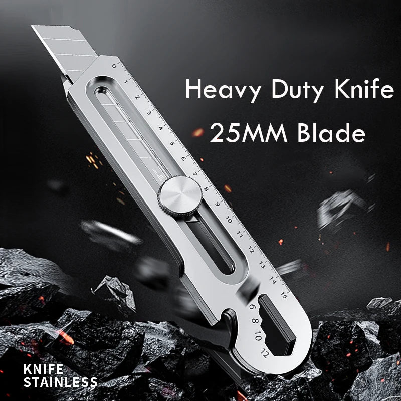 Aluminum Alloy 6 in 1 Pocket Utility Knife Multifunctional нож Heavy Duty Box Cutter 18MM/25MM Blade Couteau ножи for Cartons