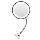 Flexible Gooseneck Makeup Mirror with LED Light 10X Magnifying Mirror Suction Cup Bright Diffused Light and 360 Degree Swivel