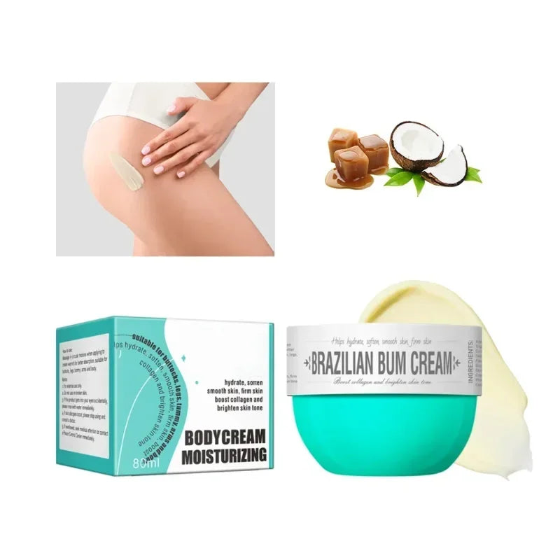 80ml Brazilian Bum Body Cream Tightening Moisturizing Fragrance Body Milk Yellow Body Moisturizing Cream Body Milk Skin Care