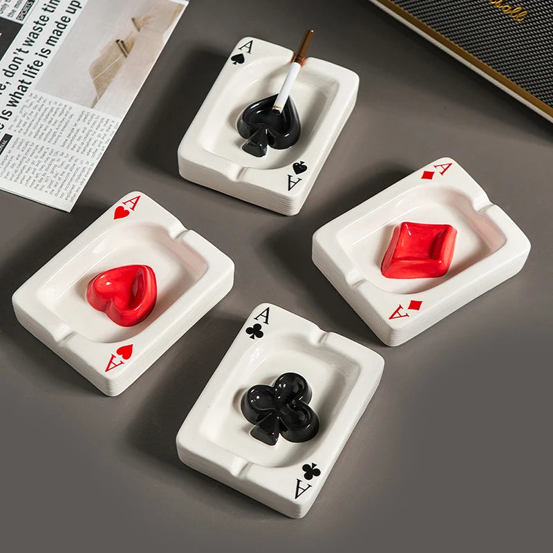 Creative Playing Card Ashtray Home Decoration Modern Meeting Room Desk Ornaments Simple Smoking Accessories Decorative Ash Tray
