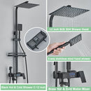 Rozin Black Smart Thermostatic Shower Faucet Set Bathroom Intelligent Rainfall Digital Mixer Tap With Rack and Bidet Bath System