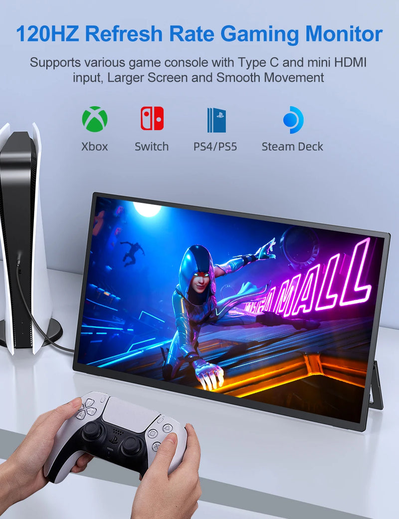 UPERFECT 18.5 Inch Monitor 120HZ FHD HDR IPS Laptop Computer Gaming Display HDMI USB C External Screen With Dual Speakers VESA