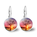 Popular Jewelry Glass Pendant Alloy Earrings Tree of Life Earrings Simple Jewelry, Fashionable and Versatile Temperament Gifts