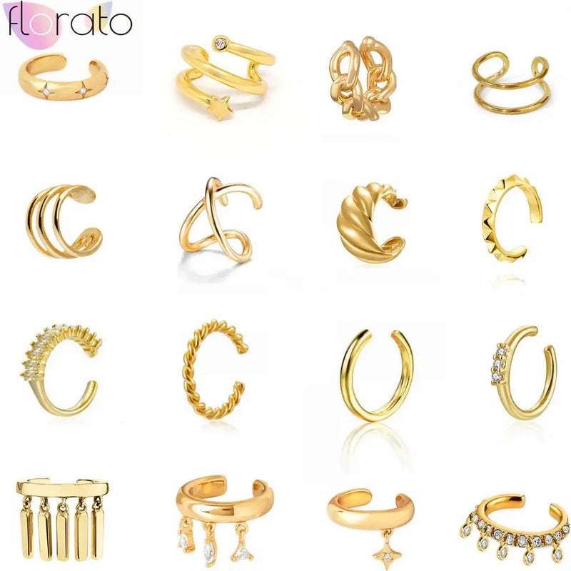 24k Gold-Plated/Silver Ear Cuffs for Women Minimalist Tiny Clip Earrings for Women No Piercing Fake Cartilage Jewelry Earrings