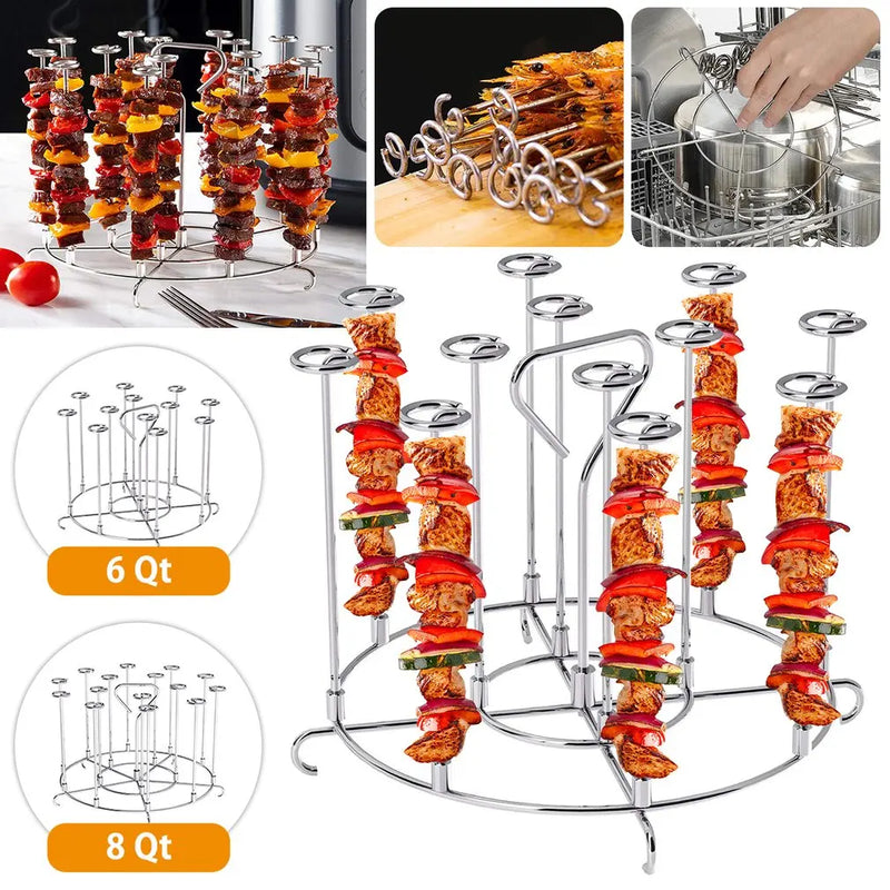 6Qt/8Qt Air Fryer Skewer Stand BBQ Skewers Vertical Skewers Holder Grilling Air Fryer For Ninja For Oven Grill Kitchen Accessory