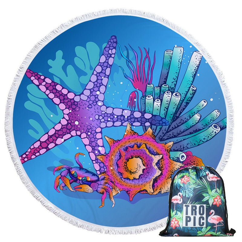 Summer Round Beach Towels Undersea Octopus Circle Bath Shower Towel With Drawstring Storage Bag Yoga Mat Blanket toalla playa
