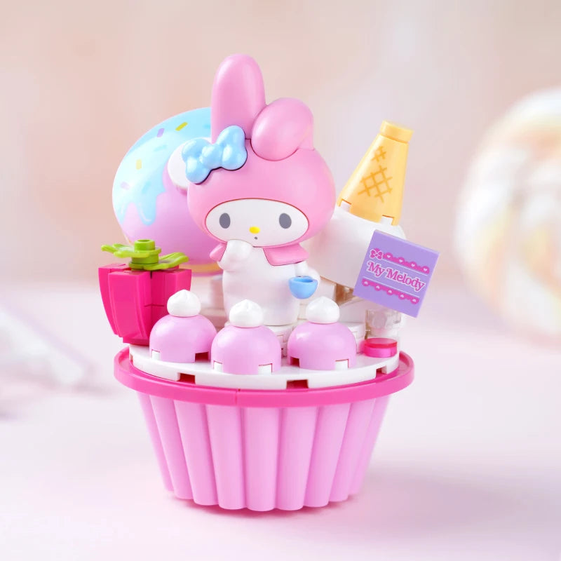 Original Keeppley Sanrio Kuromi My Melody Building Block Hellokitty Cartoon Cake Series Assembly Toys Cinnamoroll Boy Girls Gift