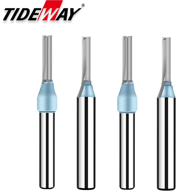 Tideway 1/4 Shank TCT Straight Router Bits for MDF Wood Woodworking Carving Milling Cutter Engraving Carbide CNC Tools End Mill