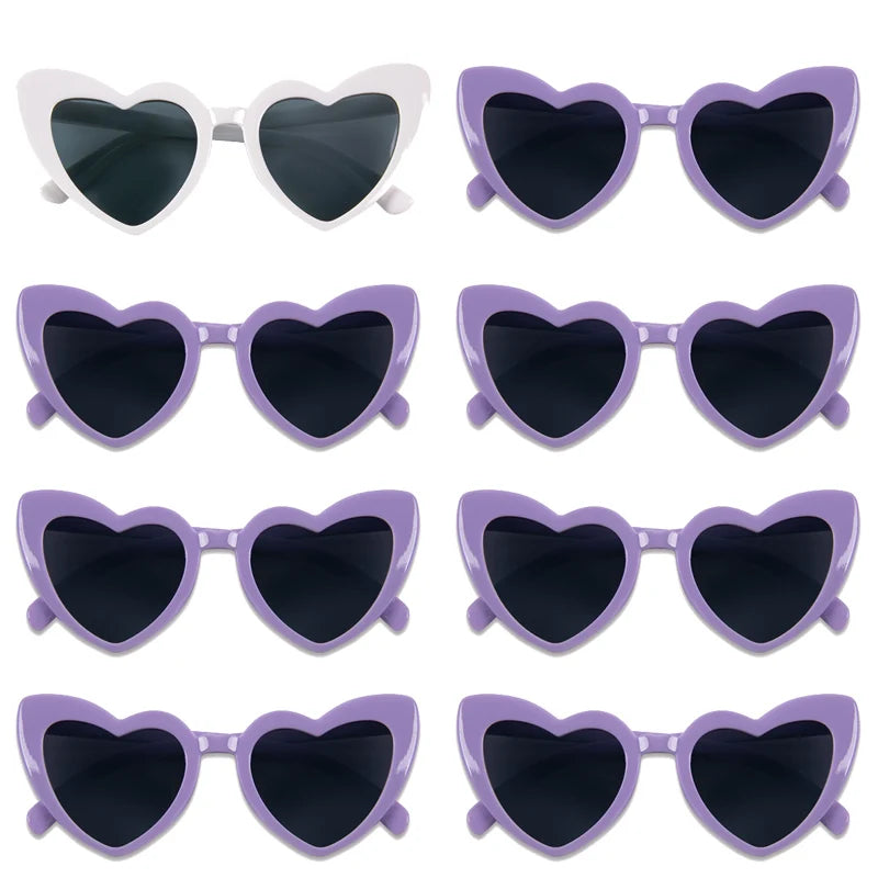 8pcs/6pcs Bachelorette Hen Party Sunglasses Black Heart Shaped Glasses Bride To Be Bridesmaid Gifts Wedding Bridal Shower Decor