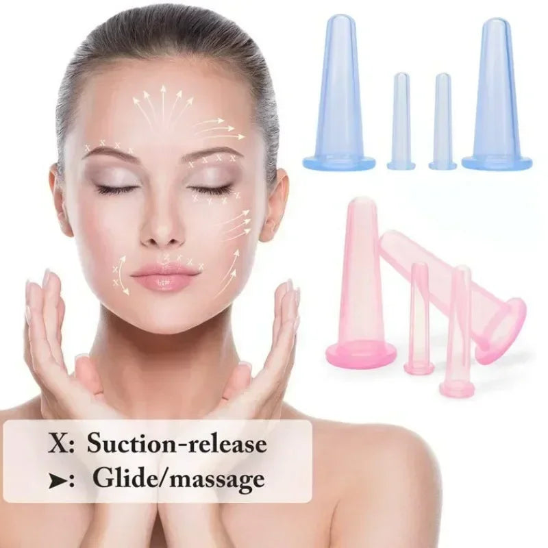 Silicone Vacuum Cupping Massage Jars Anti Cellulite Massage Facial Suction Cups Face Neck Lift Skin Scraping Guasha Anti Wrinkle