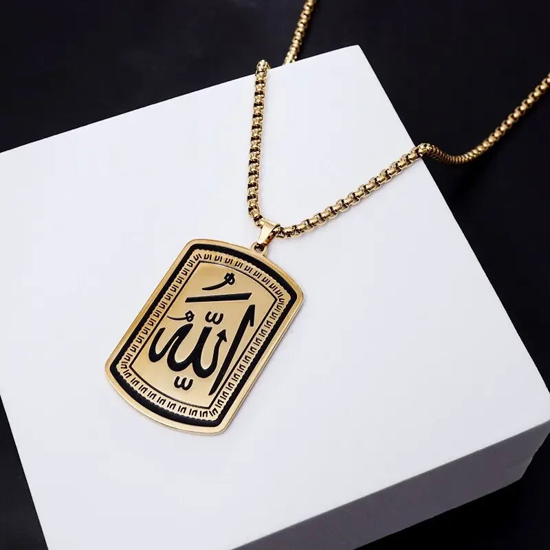 Classic Lucky Arabian God Allah Pendant Stainless Steel Necklace Ladies Islamic Muslim Charm Amulet Jewelry Gift Wholesale