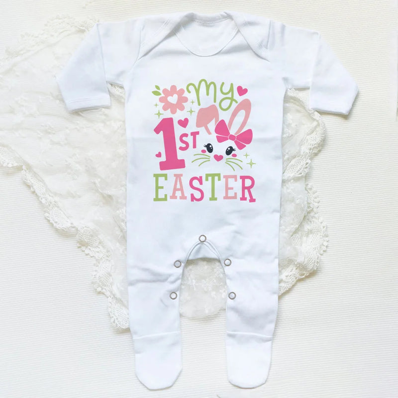 My 1st Easter Baby Bodysuit Babygrow Sleepsuit Rabbit Print Baby Coming Home Hospital Outfit Clothes Infant Easter Party Romper
