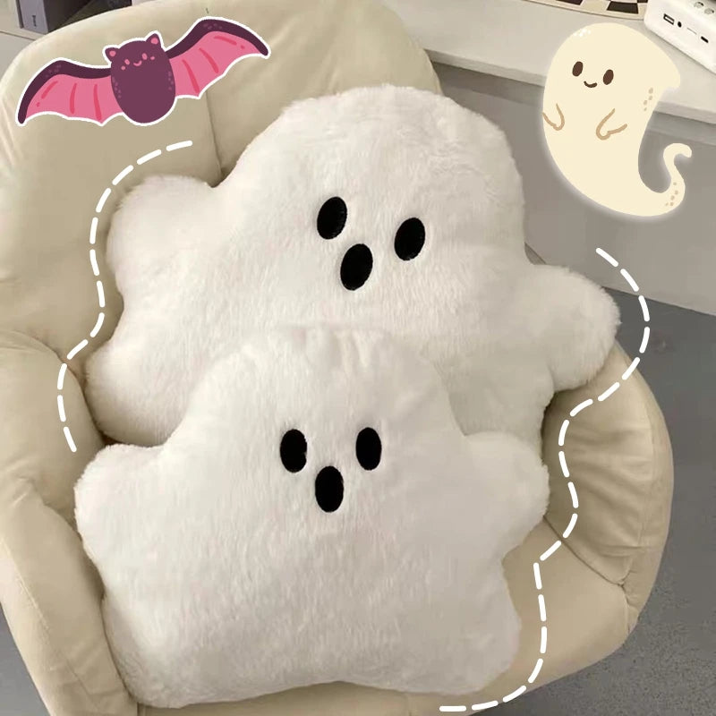 Kawaii White Cloud Ghost Pillow Halloween Plush Chair Back Stuffed Soft Sofa Cushion Children Party Gift Doll Home Bedroom Decor