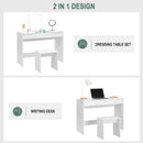 WOLTU 1SET White Dressing Table with Makeup Mirror Stool Foldable Vanity High Gloss Table Top Cosmetic Dresser Set for Bedroom