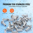 SucceBuy 121/81/101 Pack T316 Stainless Steel Protector Sleeves for 1/8" or 3/16" Wire Rope Cable Railing