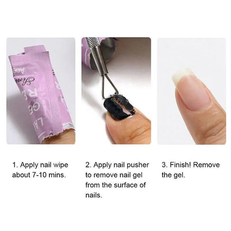 1pc Stainless Steel Triangle Stick Rod Nail Cuticle Push UV Gel Polish Remover Wet Paper Nail Care Wipe Nail Polish Remover Tool