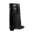 Ladies' Autumn and Winter New Pointed Knee High Women's Boots, Thick High-heeled Long Pants Boots, Fashionable Mid Rise Boots