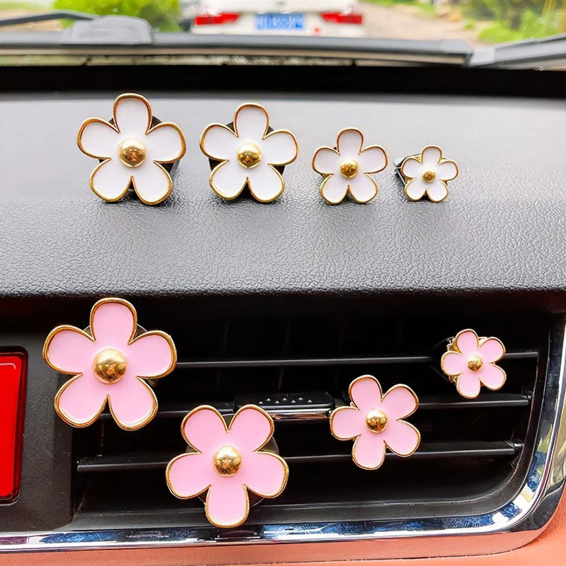 4pcs Flower Air Vent Clip Car Air Freshener Perfume Clip Cute Small Flowers Car Accessories Interior Woman Aromatherapy Diffuse