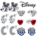 Real 925 Sterling Silver Disney Mickey Mouse Earrings Star Earrings for Women's Wedding and Engagement Girlfriend Birthday Gift