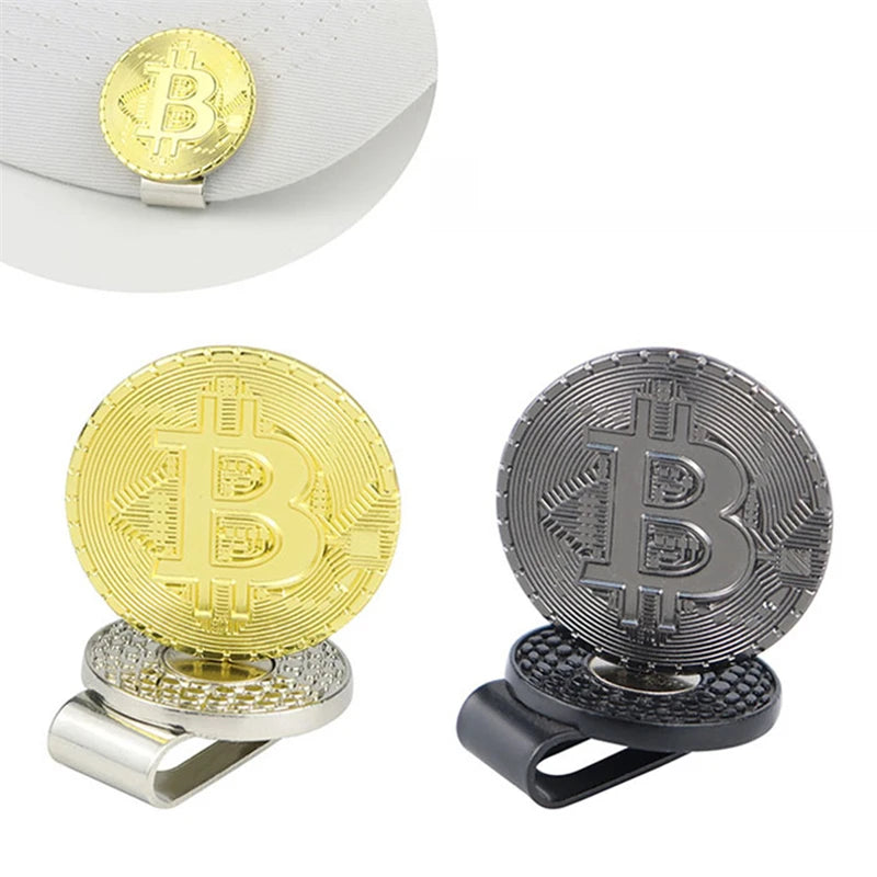 1Pc Metal Magnetic Hat Clip with Ball Marker Set Bitcoin Shaped Golf Mark Outdoor Golf Accessories Golfer Gifts 30mm