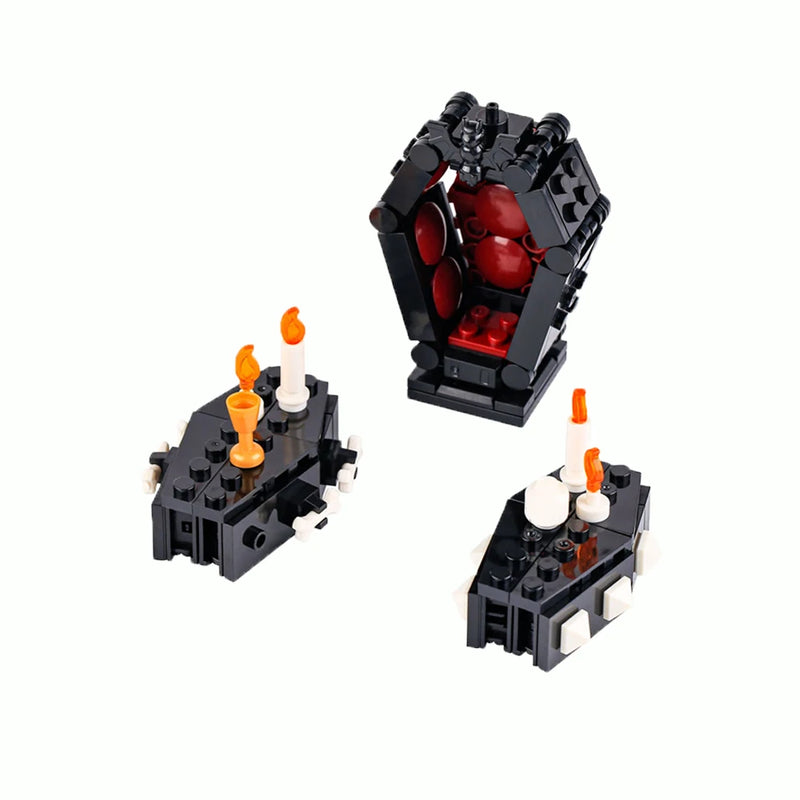MOC Halloween Skeleton Horde  Building Blocks Dark Castle with Vampire Throne DIY  Medieval Bricks Collection Gift