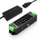 Herdio 4-Channel Bluetooth Amplifier 200W Power Output With 24V5A AC-DC Power Supply Wall Mount USB/MIC/AUX For Passive Speakers