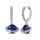 New 925 Silver Color Earrings Butterfly Firefly Ladybird Cactus Chameleon Star Double Hoop Earrings Fashion Party Unique Jewelry