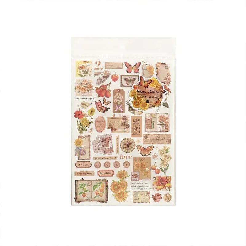 Card Lover Butterfly Garden Series Vintage Journal Stickers Washi Paper Sticker Paper Scrapbooking Material Scrapbook Kit