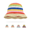 Sun Hat Women's Summer Sun Protection UV Protection 2024 New Beach Vacation Fisherman Hat Rainbow Colorful Striped Basin Hat