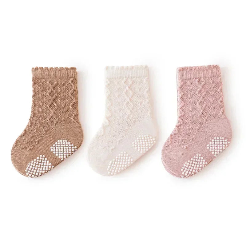 3Pair Newborn Baby Sock Children Boy Girl Kid Autumn Warm Breathable Non Slip Stocking Solid Fashion Socken Clothes Accessories
